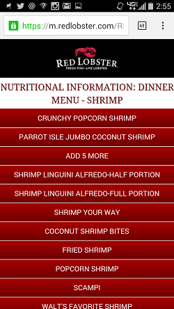 Red Lobster Nutrition Facts Mobile
