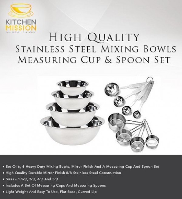 Stainless Steel Mixing Bowls & Measuring Cups