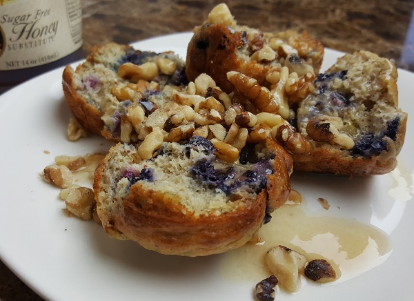 Low Carb Blueberry Muffins with Walnuts and Honey Butter