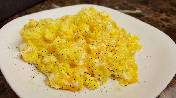 LCHF Eggs - Scrambled in Real Butter with Colby Jack Cheese