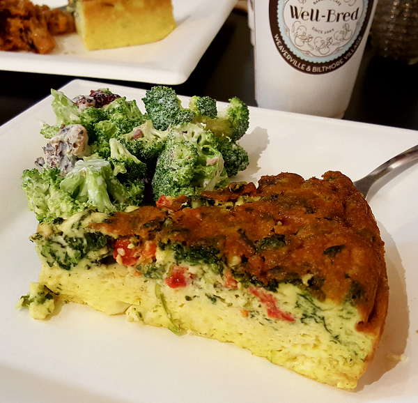 Crustless Quiche & Broccoli Salad at the Well Bred Bakery in Asheville - Gluten Free, Low Carb Meal