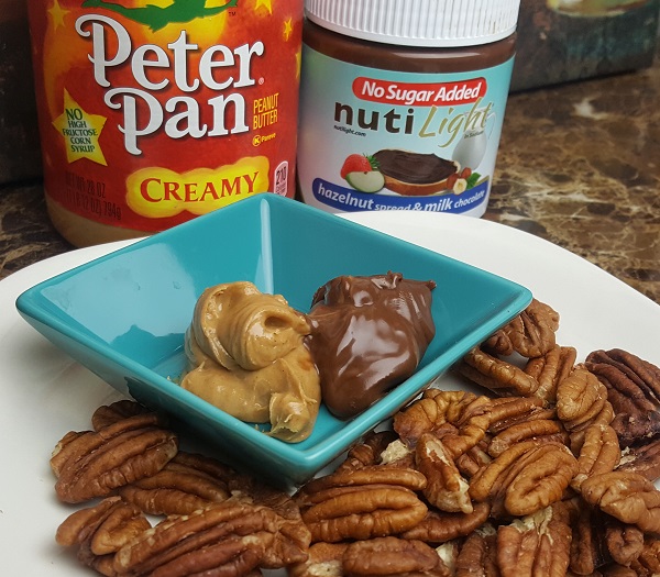 Sugar Free Nutella and Peanut Butter - Dipping Pecans! LCHF Snack