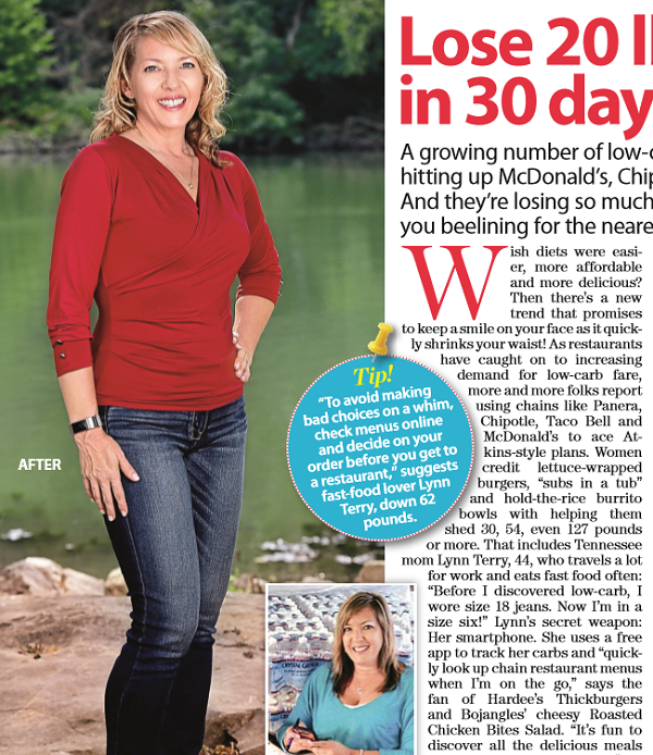 Lynn Terry in Woman's World Magazine - Fast Food Atkins Article, Page 20