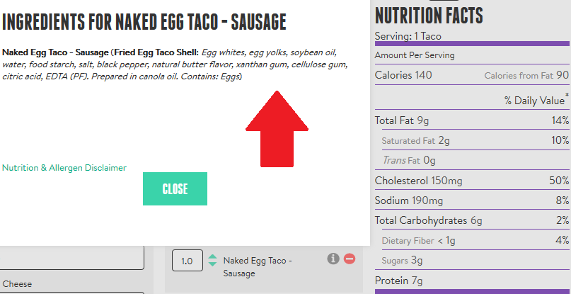 Hidden Carbs in Taco Bell's Egg Taco