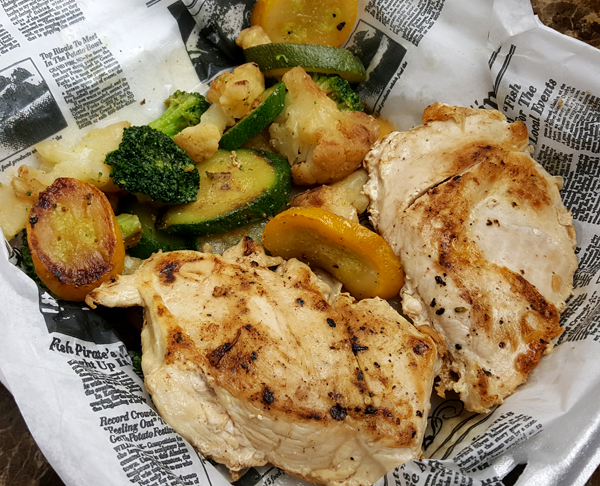 Low Carb Takeout - Grilled Chicken and Sauteed Veggies