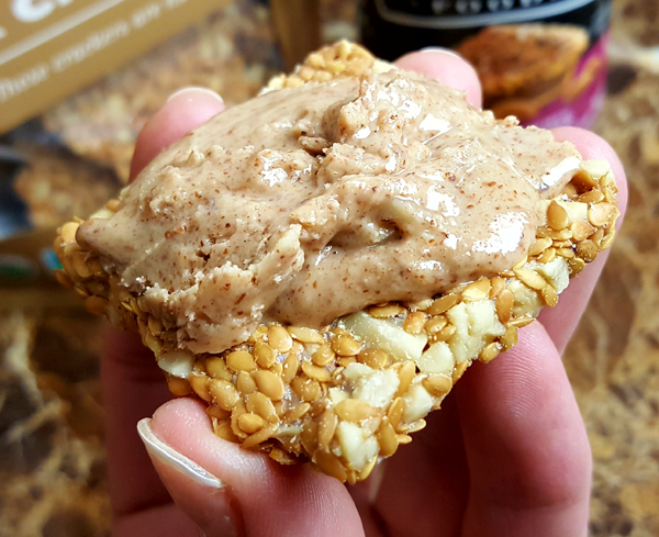 Keto Snacks - Flax Crackers with Pecan Pie Almond Butter