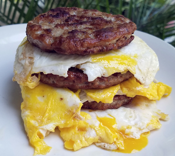 Keto Zero Carb Sausage and Egg Stack - Low Carb Breakfast Ideas