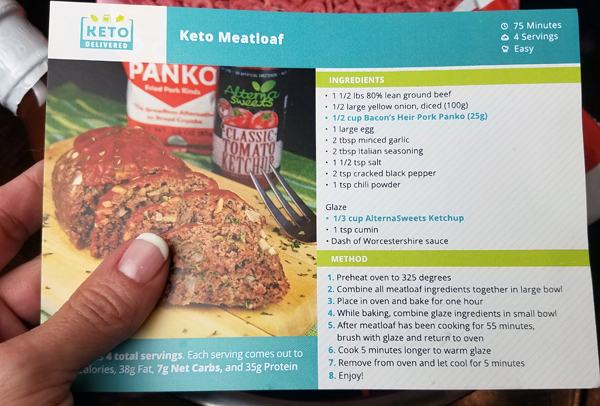 Keto Meatloaf Recipe Card