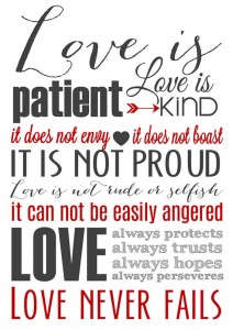 Love is patient, love is kind