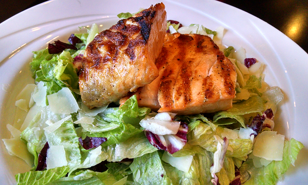 Low Carb Restaurant Meal: Salmon Caesar Salad