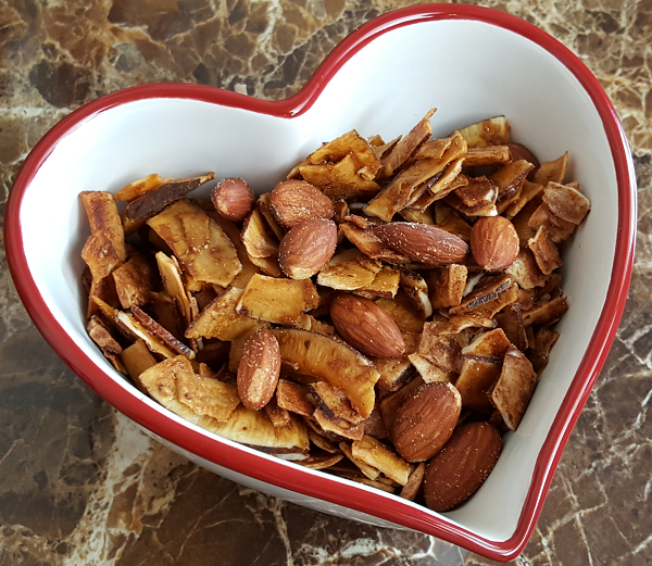Healthy Low Carb Snack of Coconut Chips & Almonds