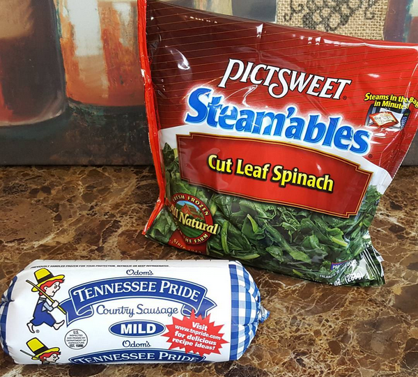 Low Carb Foods (The Sausage and Spinach I Use)