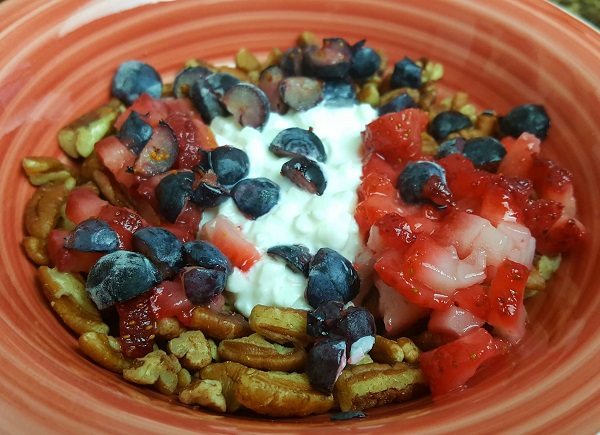 Healthy Low Carb Cereal  (LCHF) with Pecans, Berries & Daisy brand cottage cheese
