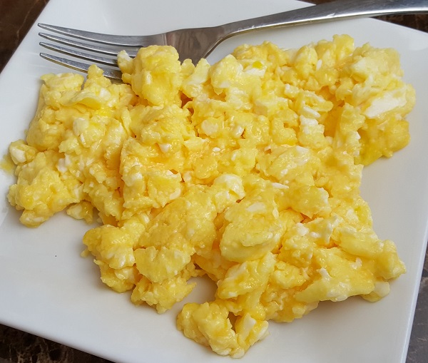 Zero Carb Breakfast (1.2 carbs) 3 Eggs scrambled with real cheese in real butter