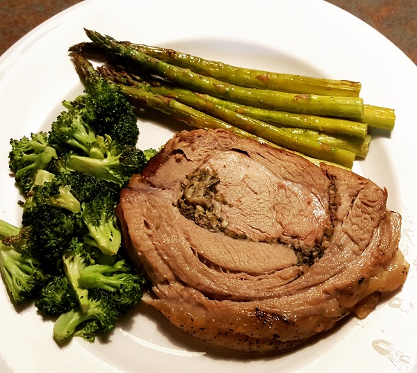Meat & Greens: Low Carb Meal of Porchetta and vegetables