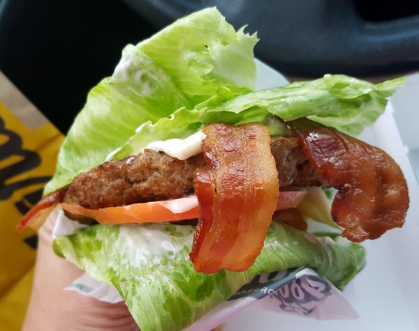 Low Carb Style Bacon Cheeseburger in Lettuce Wrap