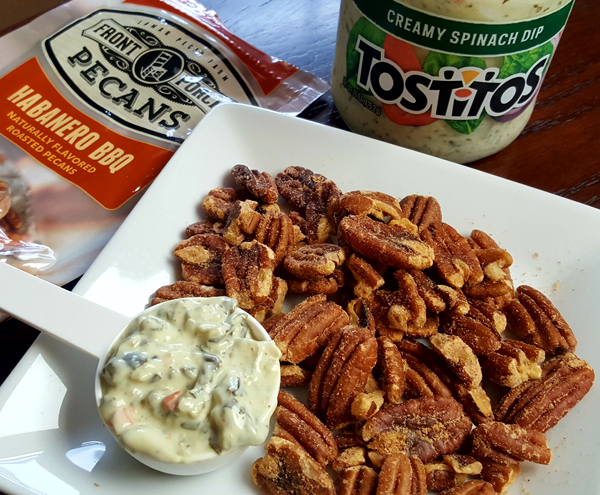 Low Carb Snacks: Front Porch Pecans with Creamy Spinach Dip