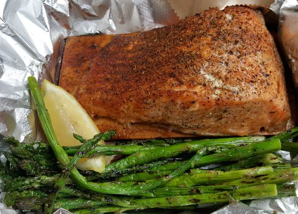 Low Carb Dinner at O'Charley's - the Cedar Plank Salmon is always fresh, never frozen!
