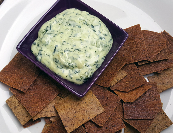 Low Carb Crackers with Creamy Spinach Dip