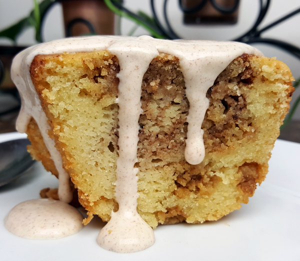 Low Carb Cinnamon Coffee Cake with Cream Cheese Vanilla Icing