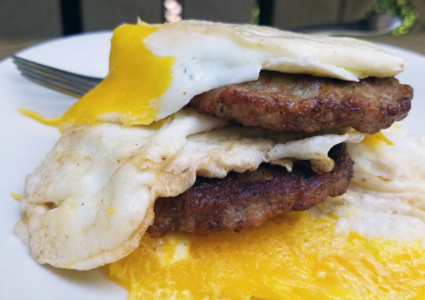 Keto Friendly Sausage and Fried Eggs