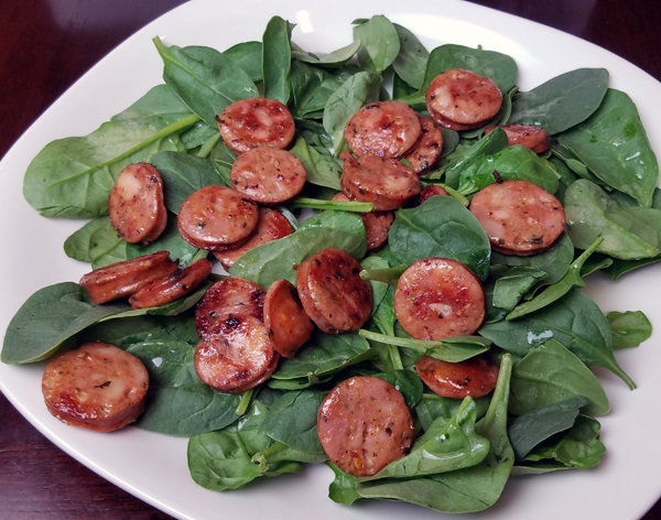 Easy Keto Meals: Baby Spinach and Chicken Sausage