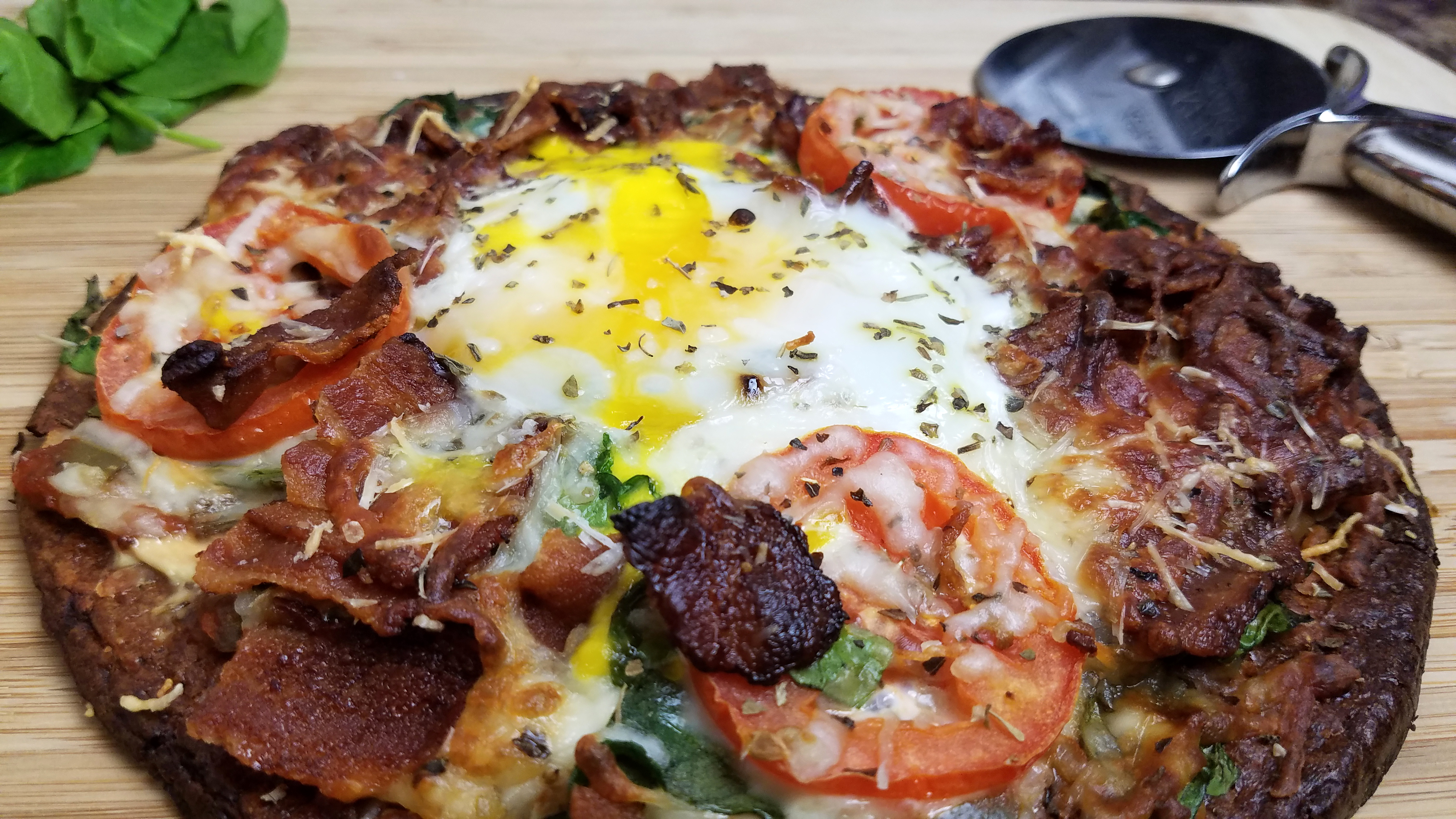 Keto Breakfast Pizza with Low Carb Crust
