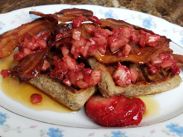 Strawberry Bacon Waffles - Keto Breakfast