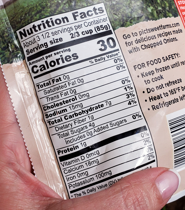 Pictsweet Frozen Chopped Onions Nutrition Facts